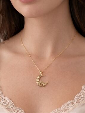 Gold Crescent Moon Butterfly Necklace Dainty Celestial Jewelry Fairycore